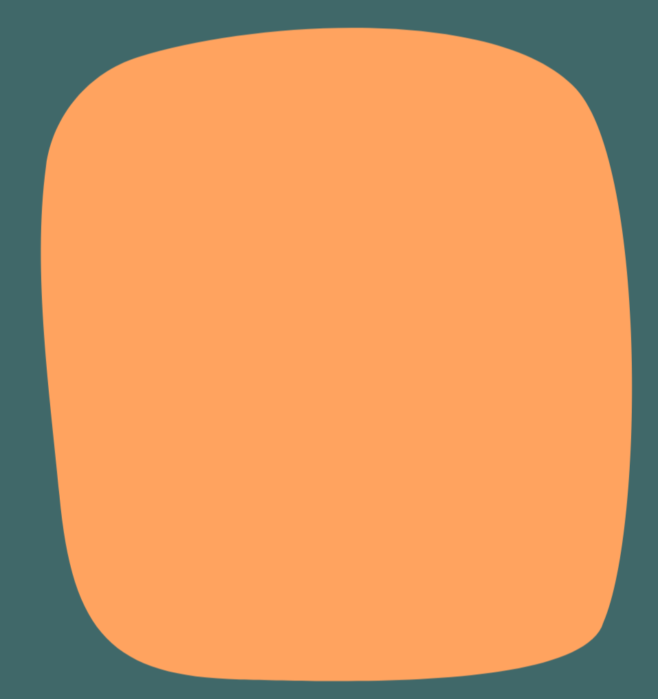 A stylized, abstract illustration of a peach with a large, rounded shape and soft, smooth edges.