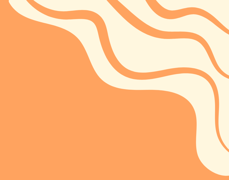 Abstract wavy orange and cream-colored lines and shapes.
