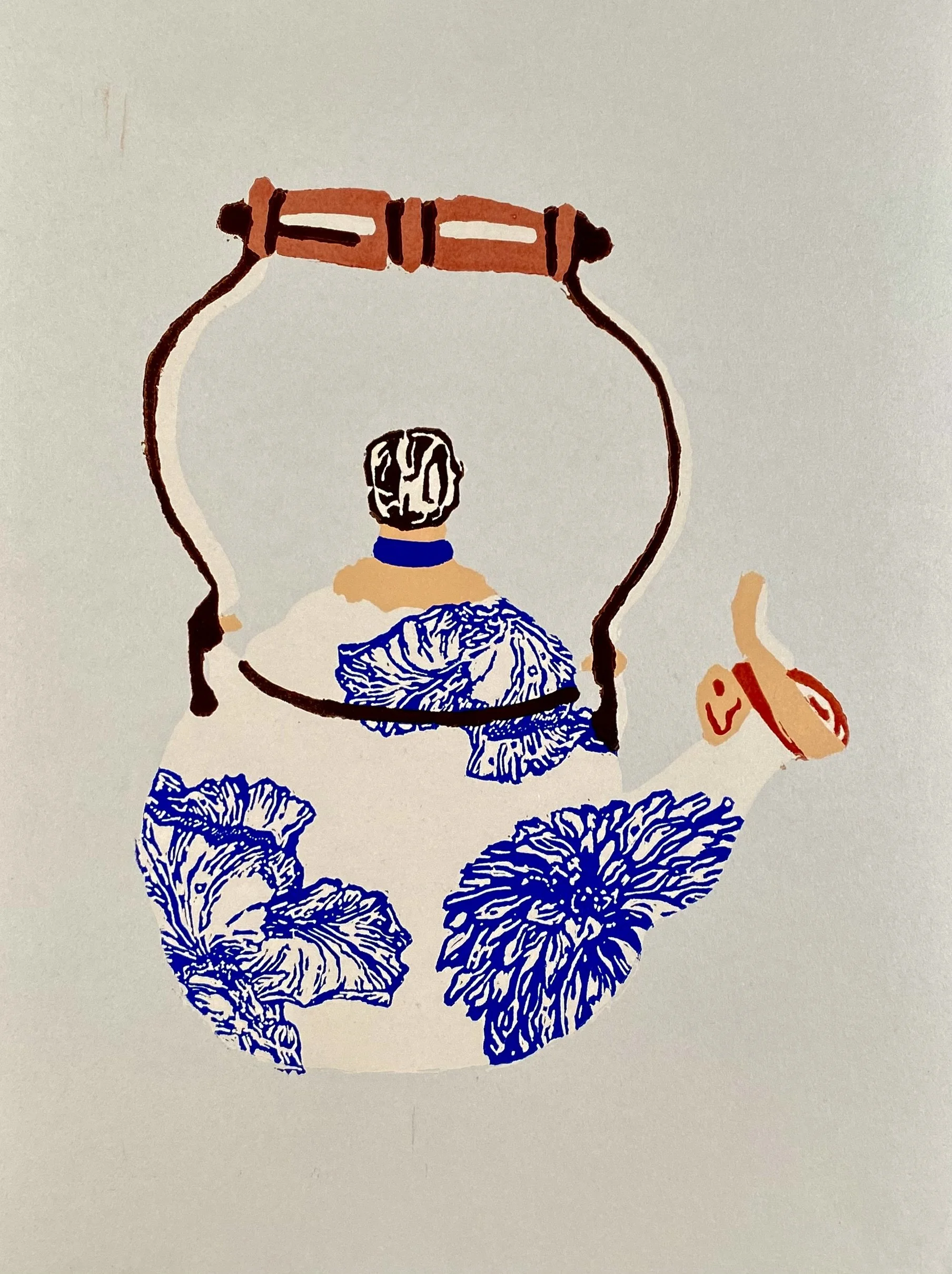 Mystery Teapot Color Reduction on Stonehenge White,   11 × 14 in    2022