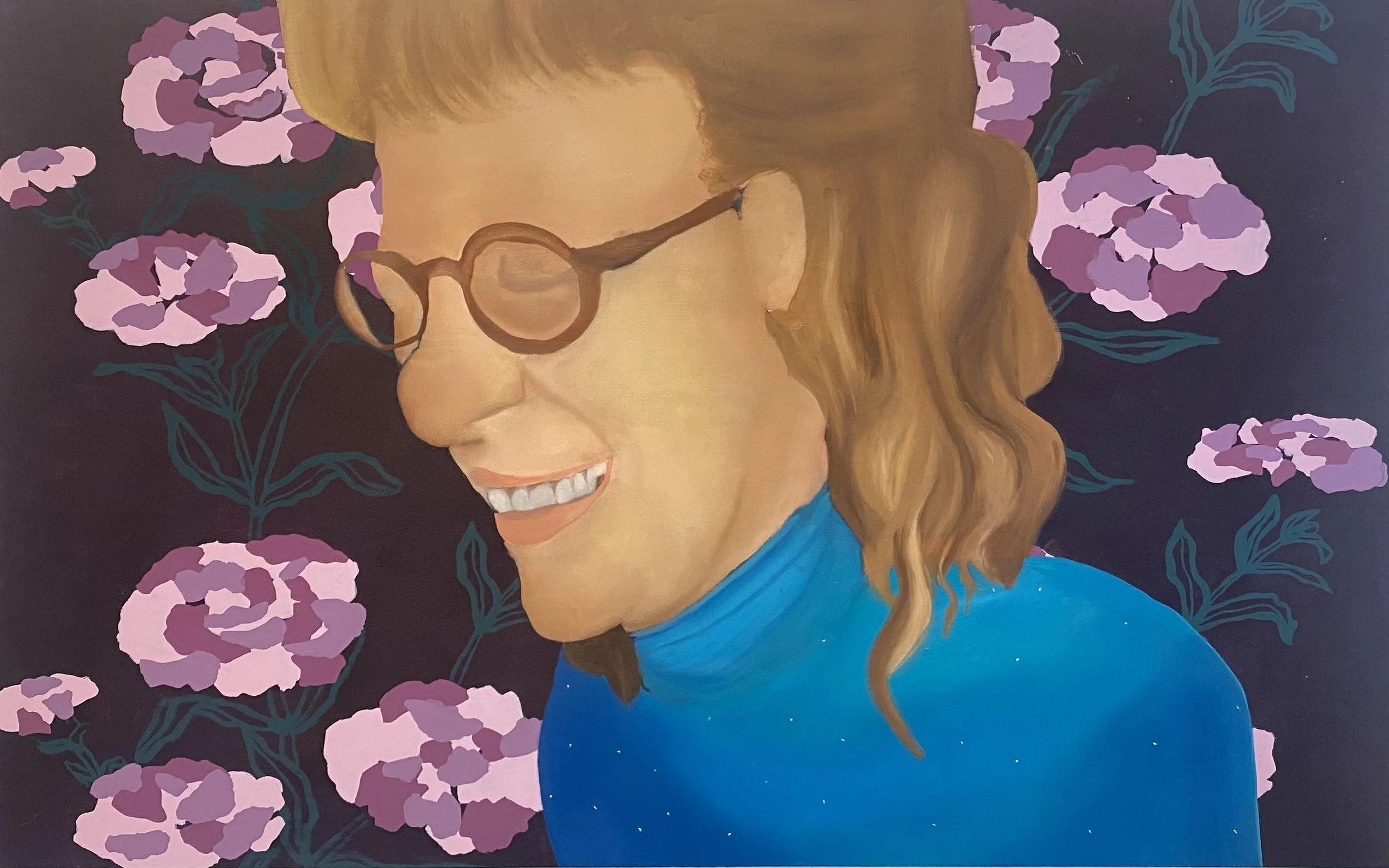 Gail's Teal Warriors Screen Printing on canvas, Oil Paint, Embroidery    
38 × 48 in    2024