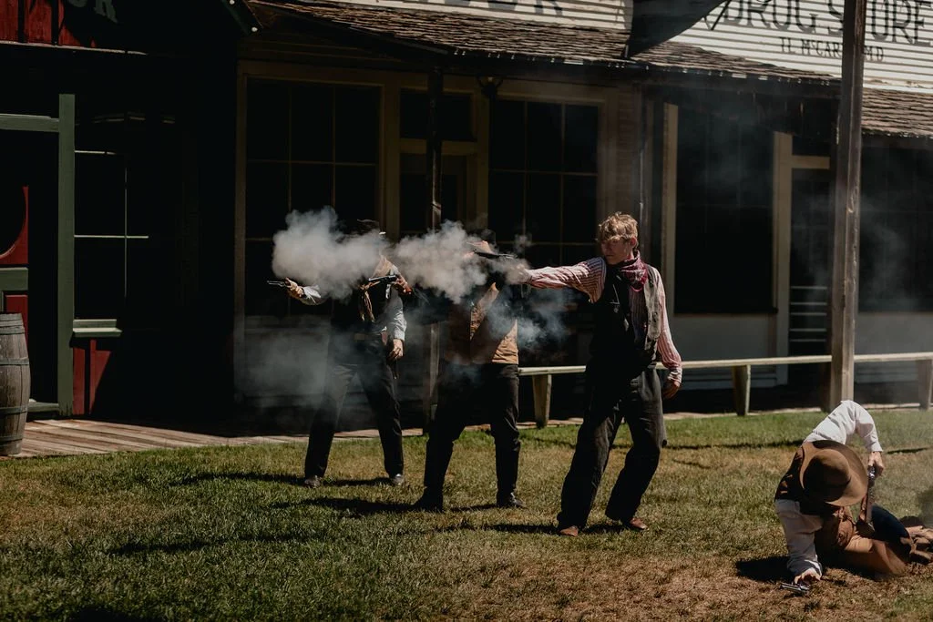 Gun Fighters shooting at the Boot Hill Museum gun fighter show.