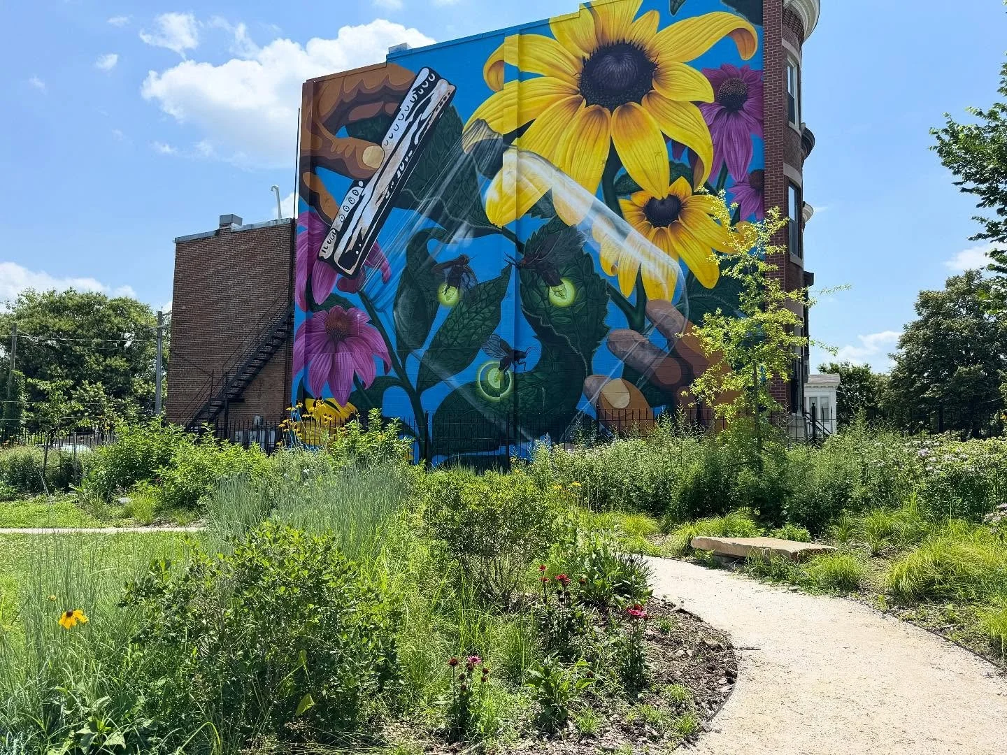 In 2024, we were contracted by a local neighborhood association to transform a Reservoir Hill lot into a community park. We brought NDC's design (@theneighborhooddesigncenter) to life, installing a walking path that weaved through a large native gard