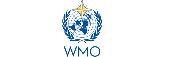 The logo of the World Meteorological Organization (WMO), featuring a globe surrounded by laurel branches, a star with an orbit, and the acronym 'WMO' beneath.