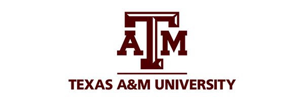 Texas A&M University logo with large 'T' and 'A' and 'M' inside the T, and the text 'TEXAS A&M UNIVERSITY' below.