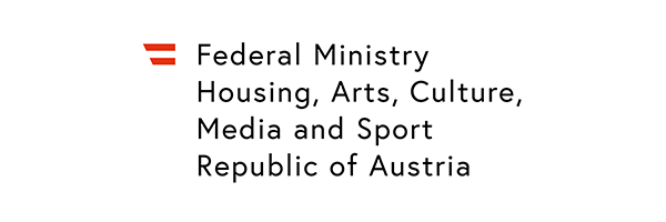Logo of the Federal Ministry of Housing, Arts, Culture, Media and Sport of Austria, featuring a red stylized emblem and black text.