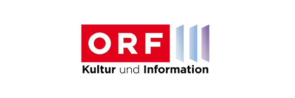 The ORF logo with red, white, and black colors, accompanied by the German words "Kultur und Information."