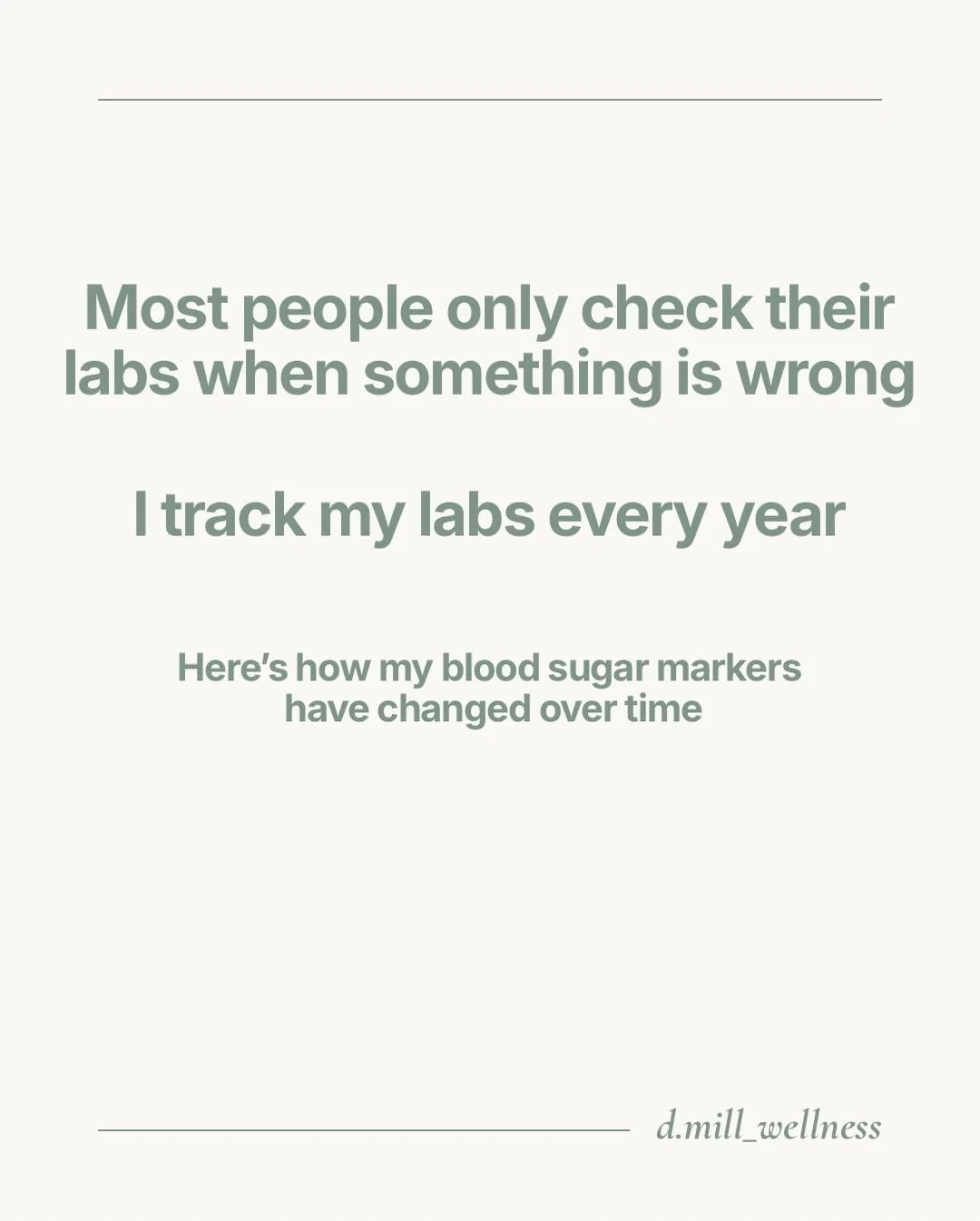 I like to track my labs over time to see trends and get a better picture of my metabolic health.

Instead of only checking labs when something feels off, I like to monitor a few key markers regularly.

For blood sugar, I pay attention to fasting gluc