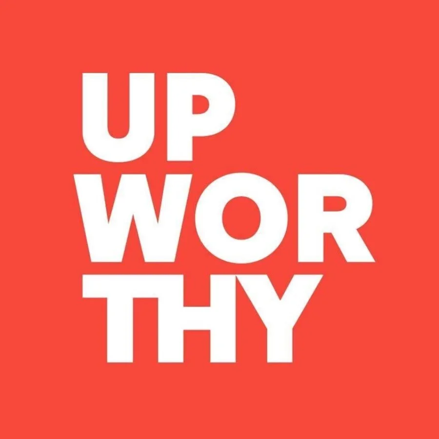 Text reading 'UP WORTHY' in bold white letters on an orange background.