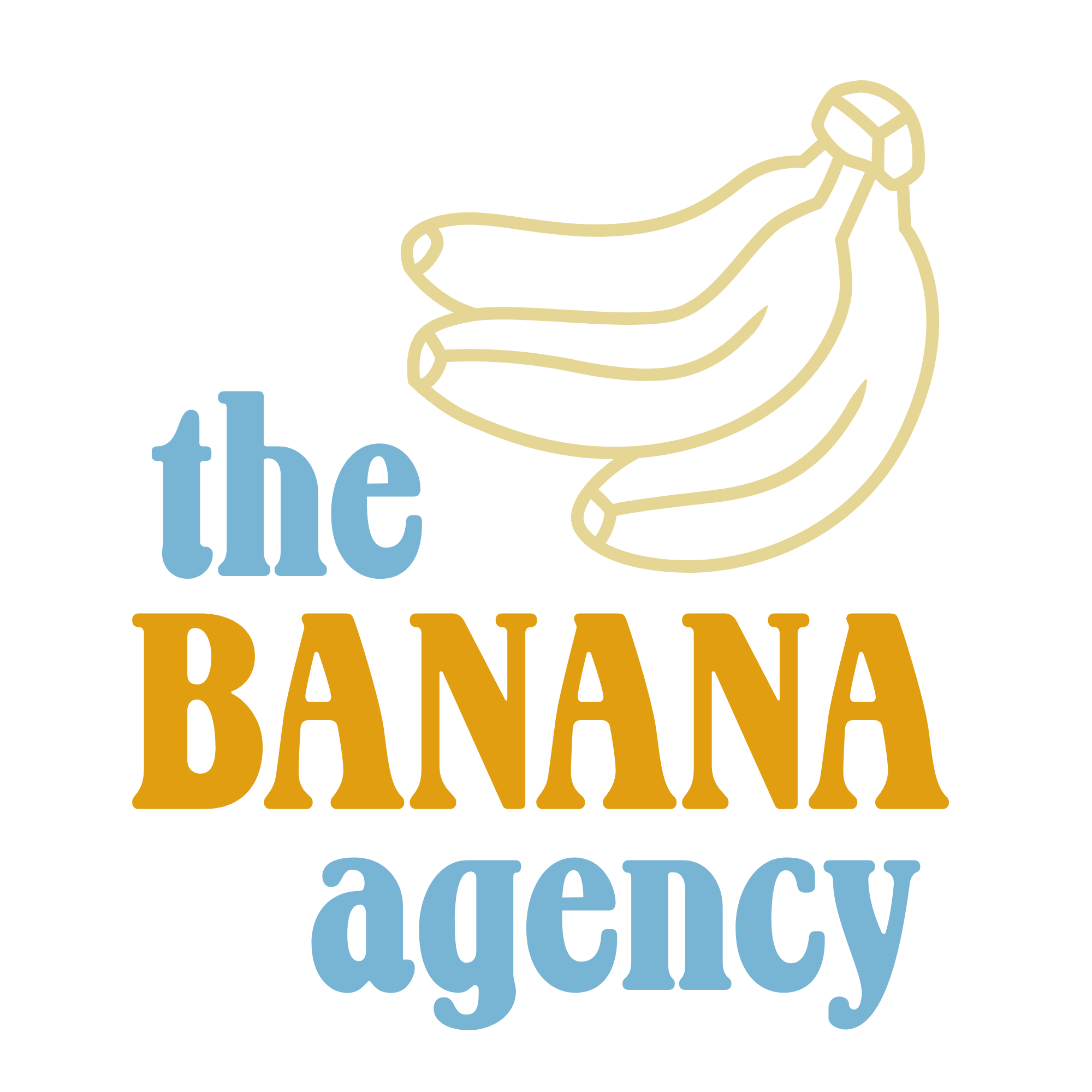 Logo for the Banana Agency with a stylized banana illustration and the text 'the BANANA agency' in blue and brown colors.