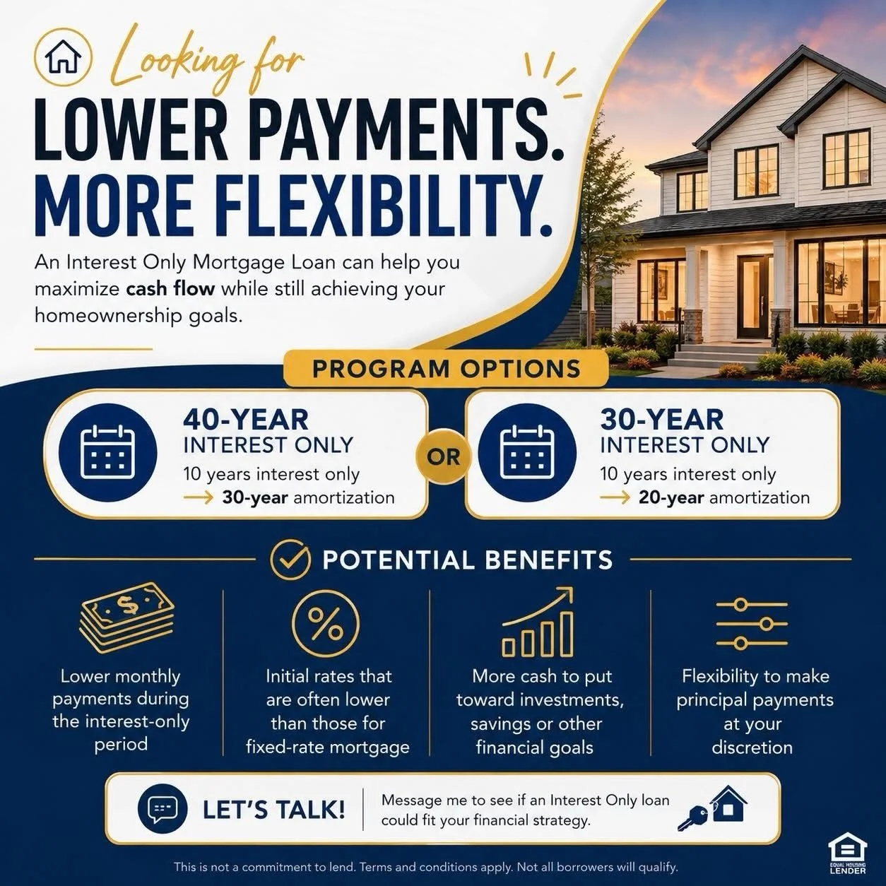 🏡 An Interest-Only Loan could be the right strategy for buyers looking for payment flexibility and improved cash flow. Message me to learn more! Rozena Blakely NMLS: 2614137 LRG Lending Inc NMLS: 1635642