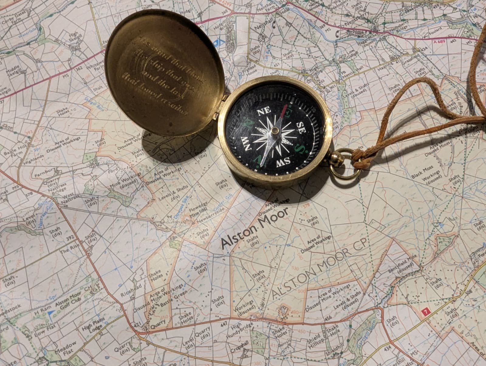 Compass on map