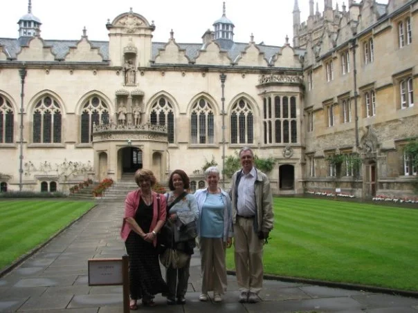Four members of the ESU Serbia delegation at Oriel College, Oxford.