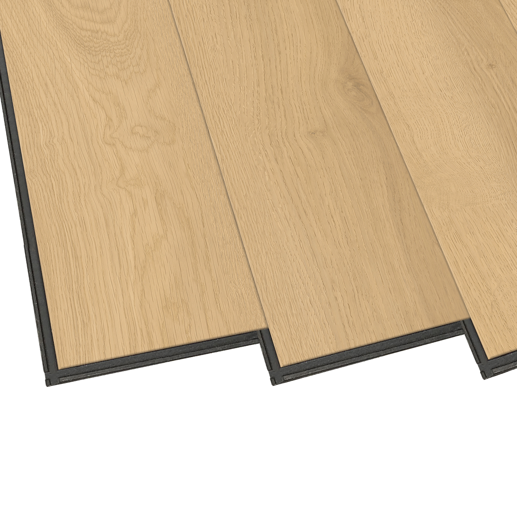 Light-colored PurePlank laminate hybrid-core planks.