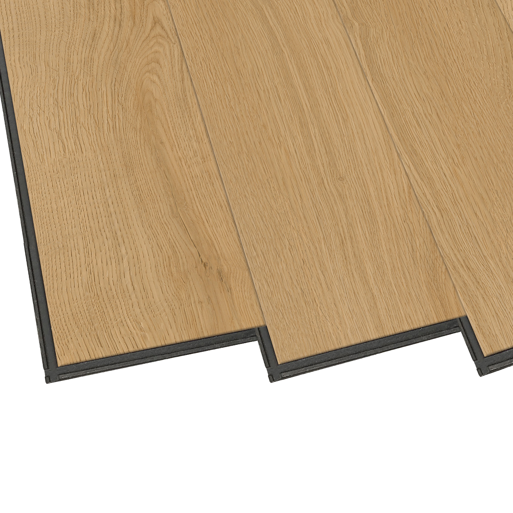 PurePlank Valencia Oak planks, showing wood grain texture and beveled edge