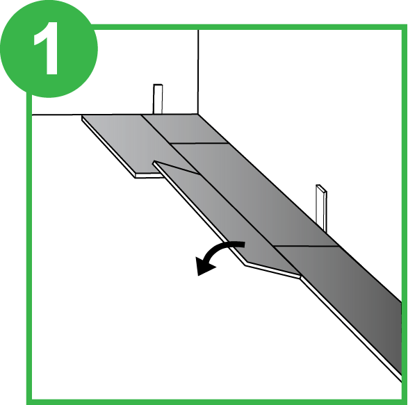 PurePlank hybrid-core flooring installation, step 1 diagram