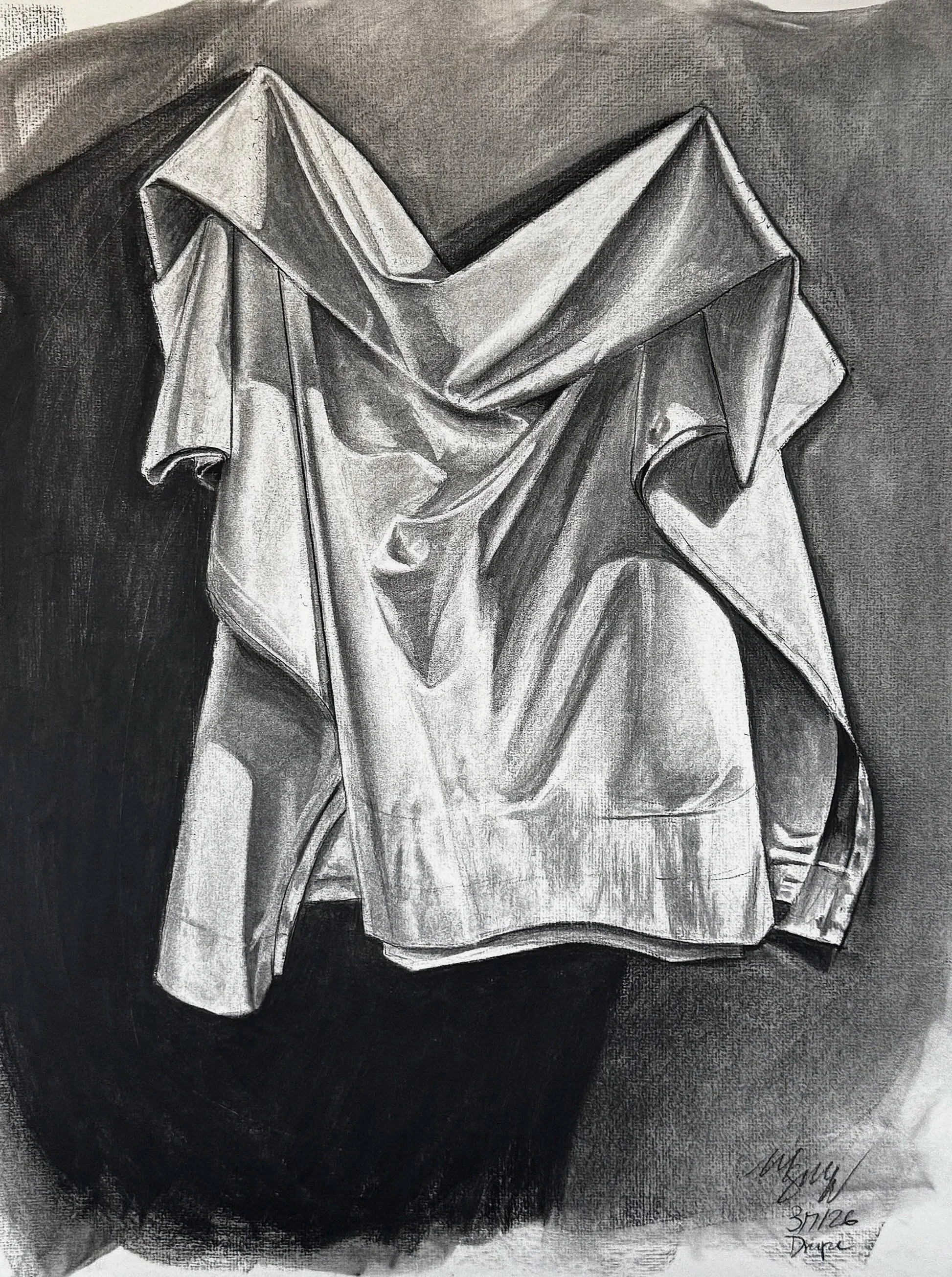 Drapery 18"x24" Charcoal on Paper NFS