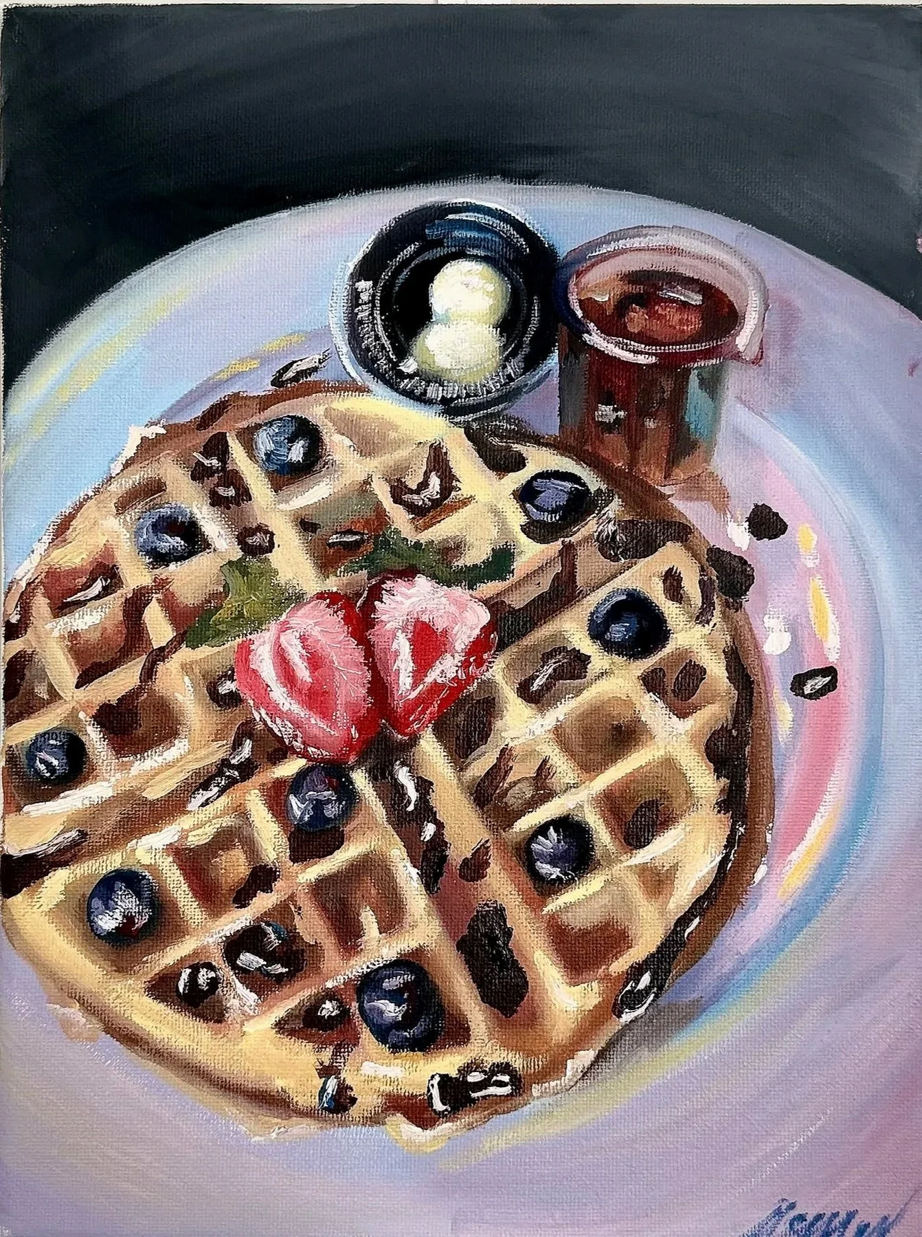 Waffles $100 9"x12" Oil on Canvas