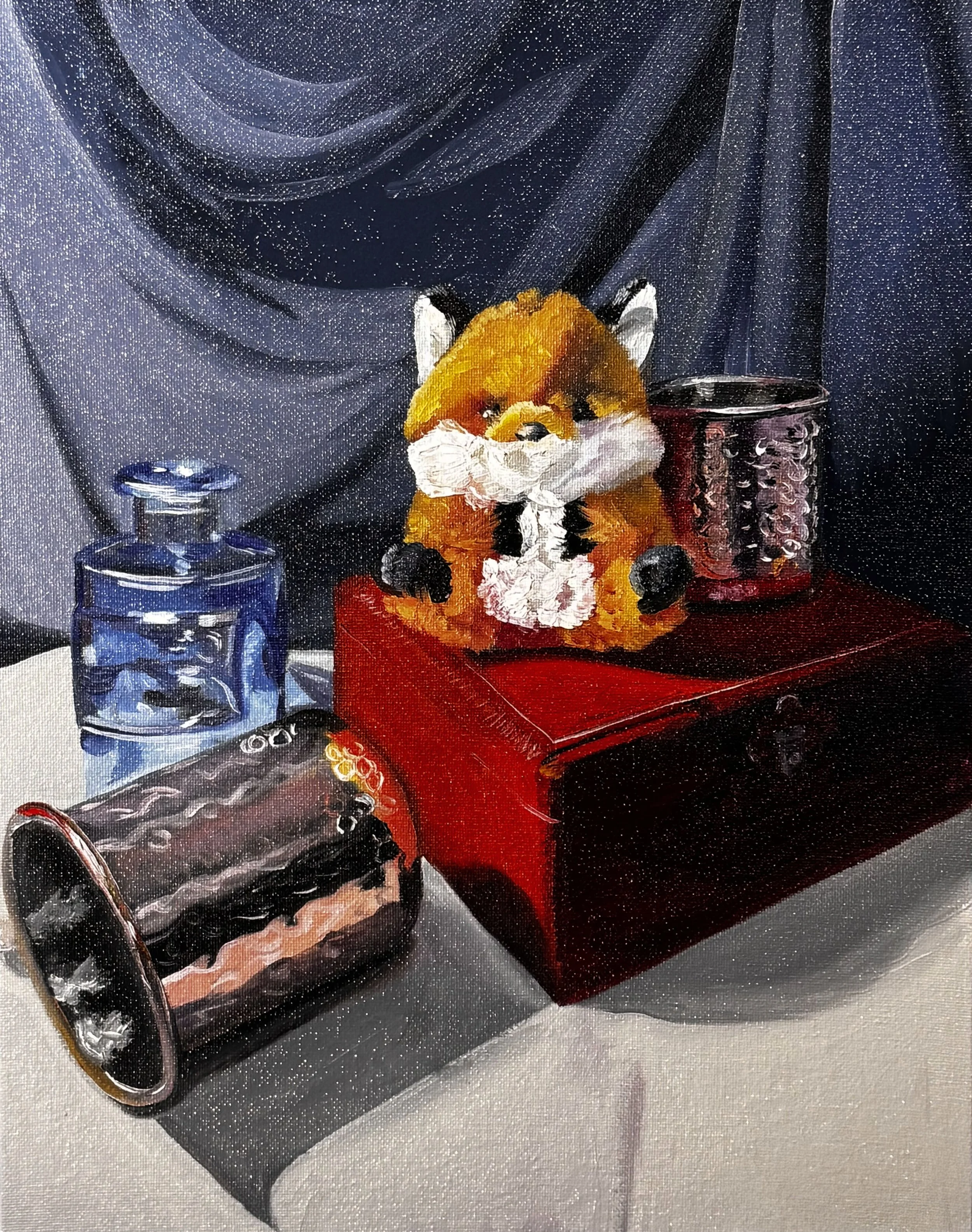 Fox on a Box 11"x14" Oil on Canvas Board $300