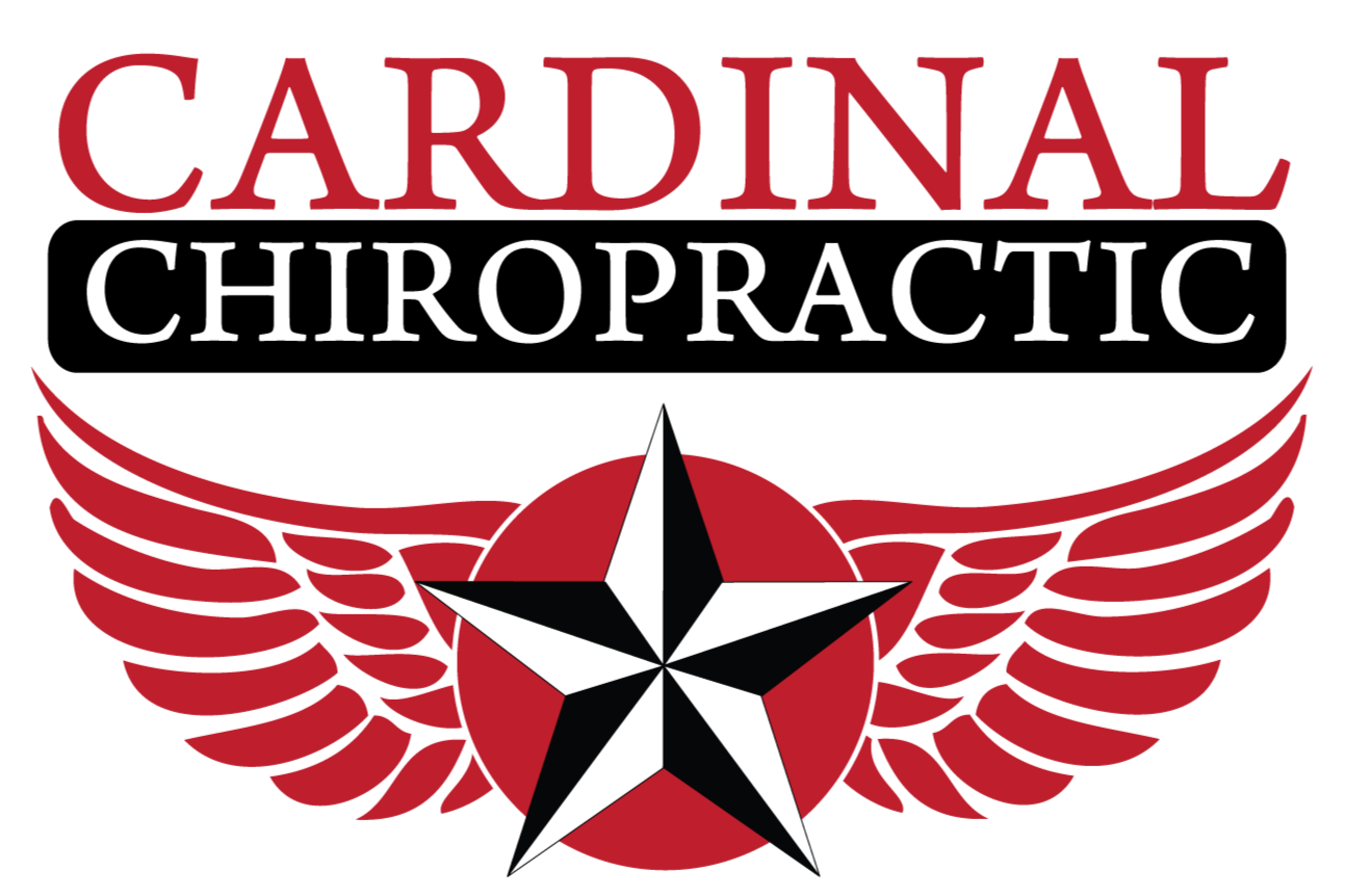 Logo of Cardinal Chiropractic featuring a black, red, and white star diagram with red wings and the text "Cardinal Chiropractic" above it.
