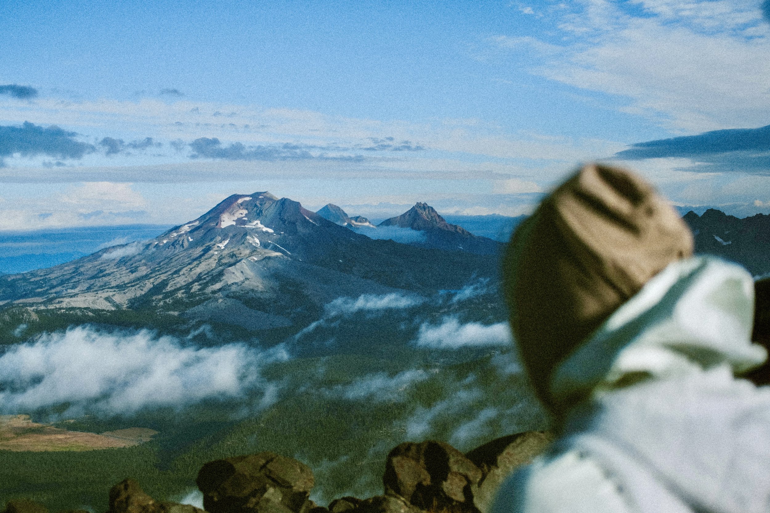 Looking at the Three Sisters from Mt Bachelor. Bend, Oregon.