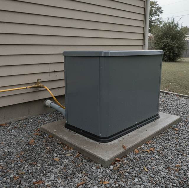 modern battery backup unit mounted on basement wall
