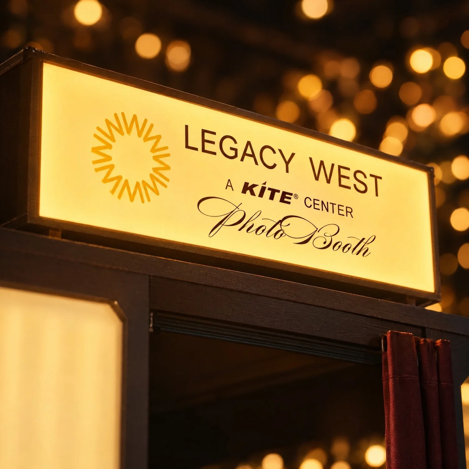 Illuminated Legacy West photobooth sign by Jashn by Quadri