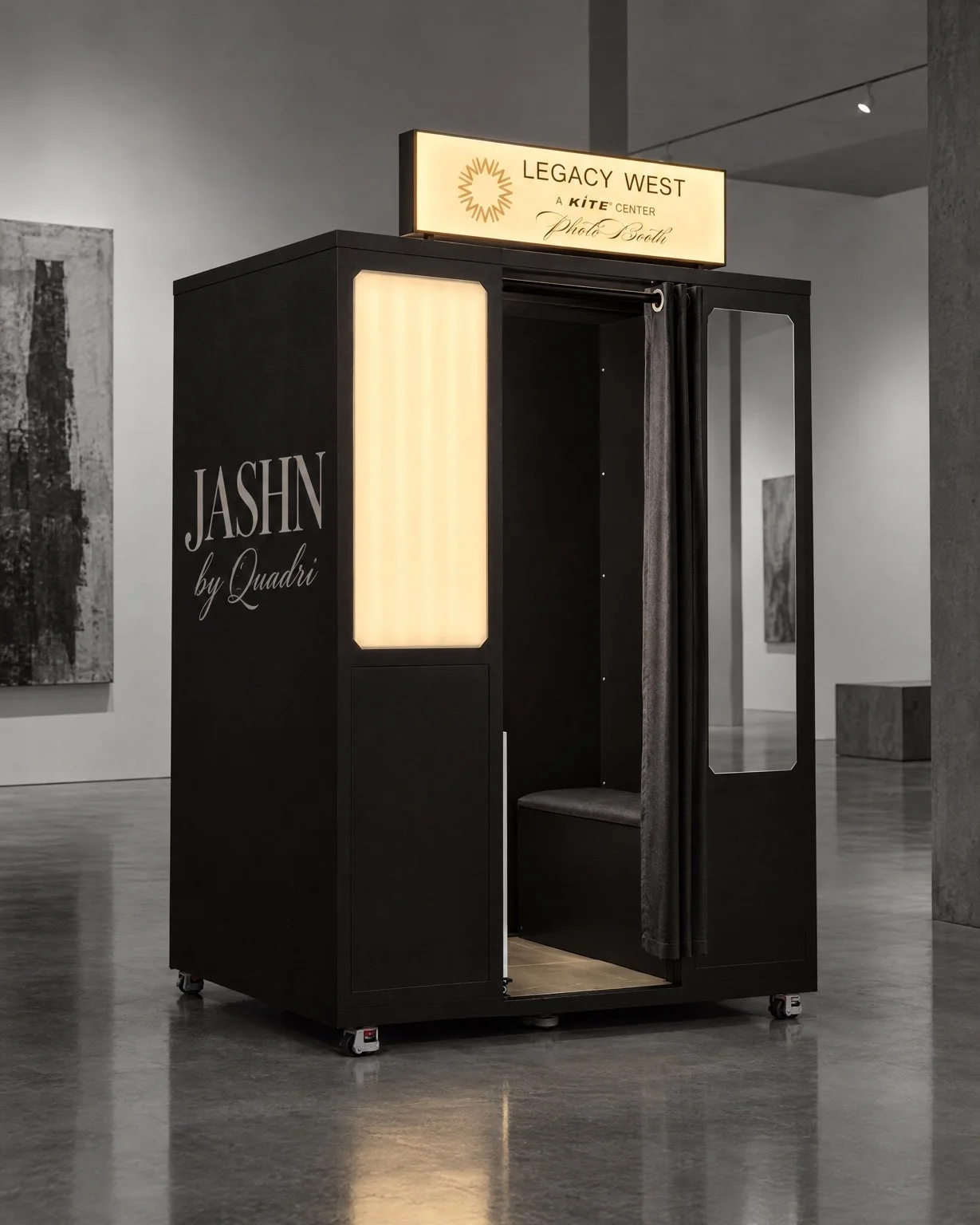 Full view of the enclosed Jashn by Quadri Legacy West photobooth