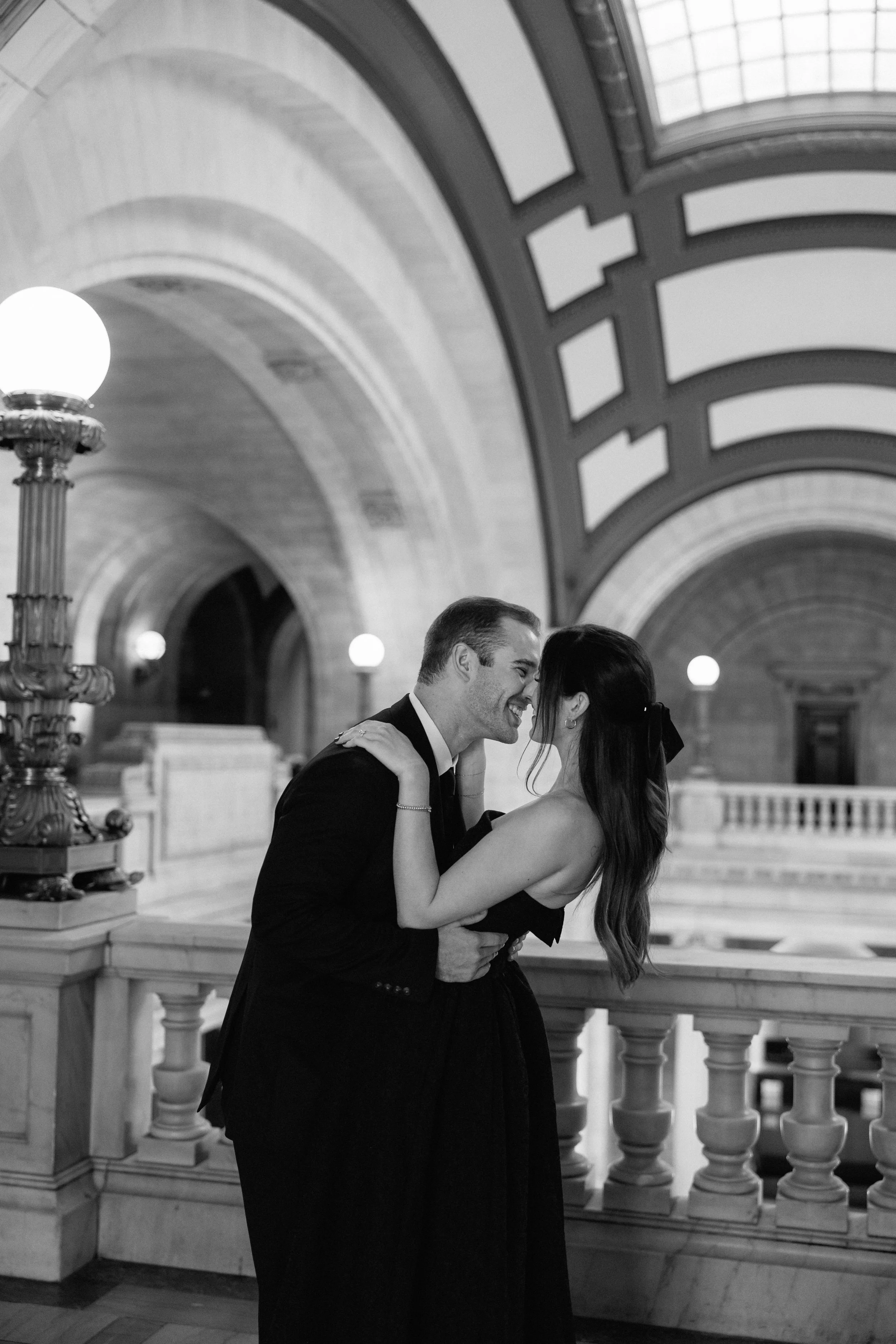 Engagement portrait of Paige & Press founder Alayna and her fiancé, Seth, at The Old Courthouse in Cleveland. Photo by Gemini Photography.