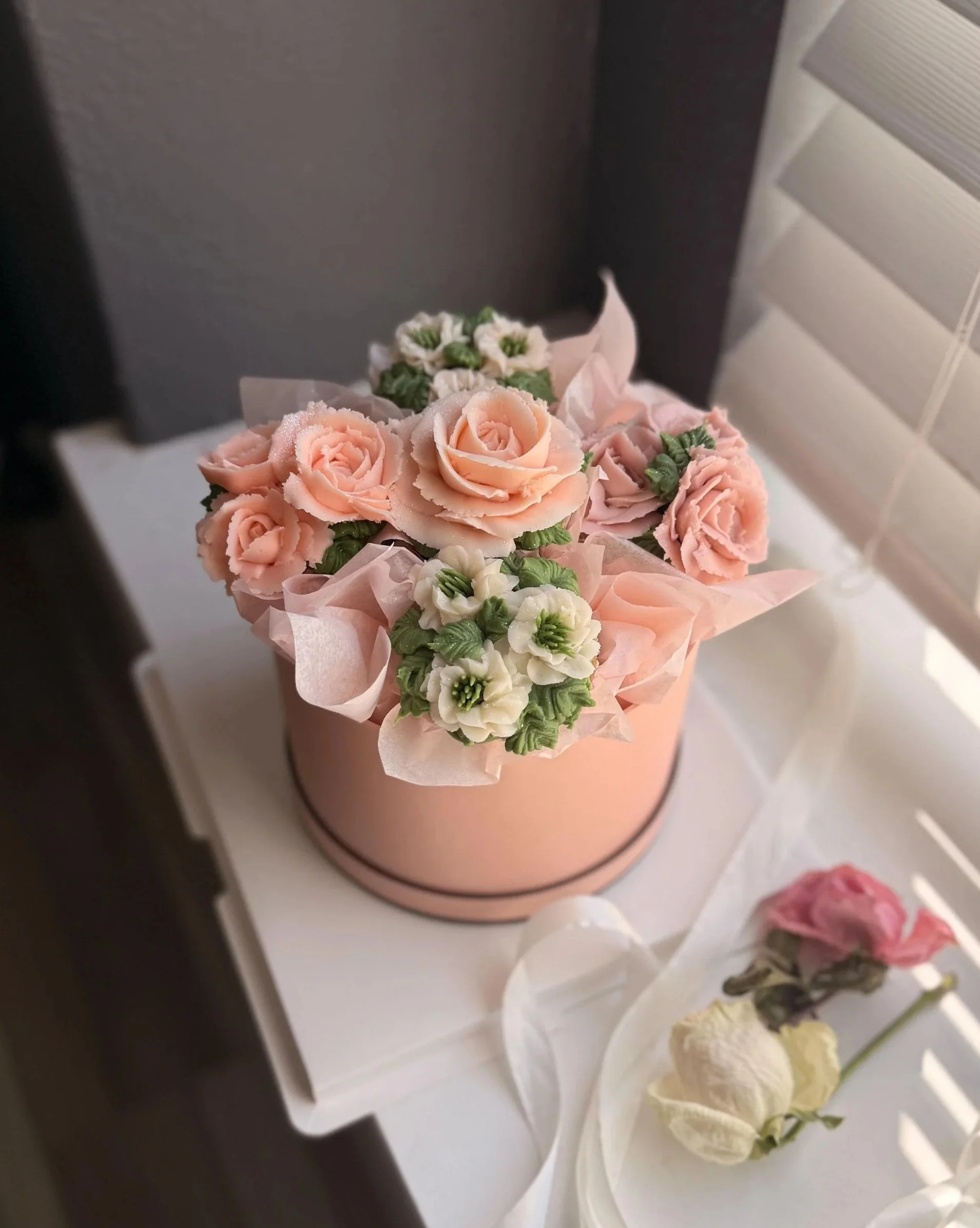 Floral Hat Box Bouquet - “The Petal Collection”
