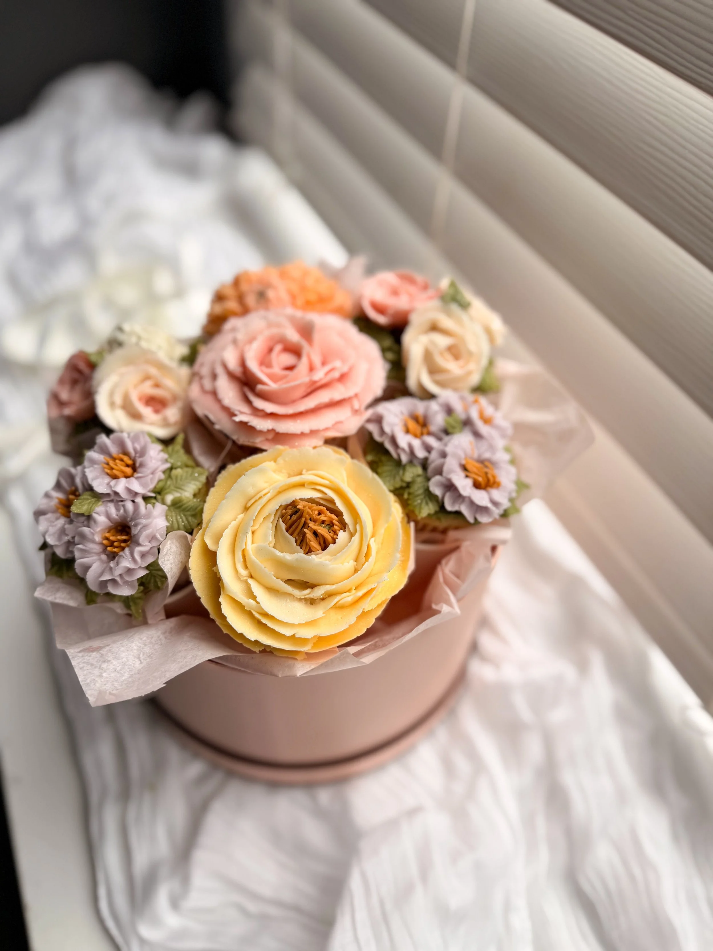 Floral Hat Box Bouquet - “The Petal Collection”