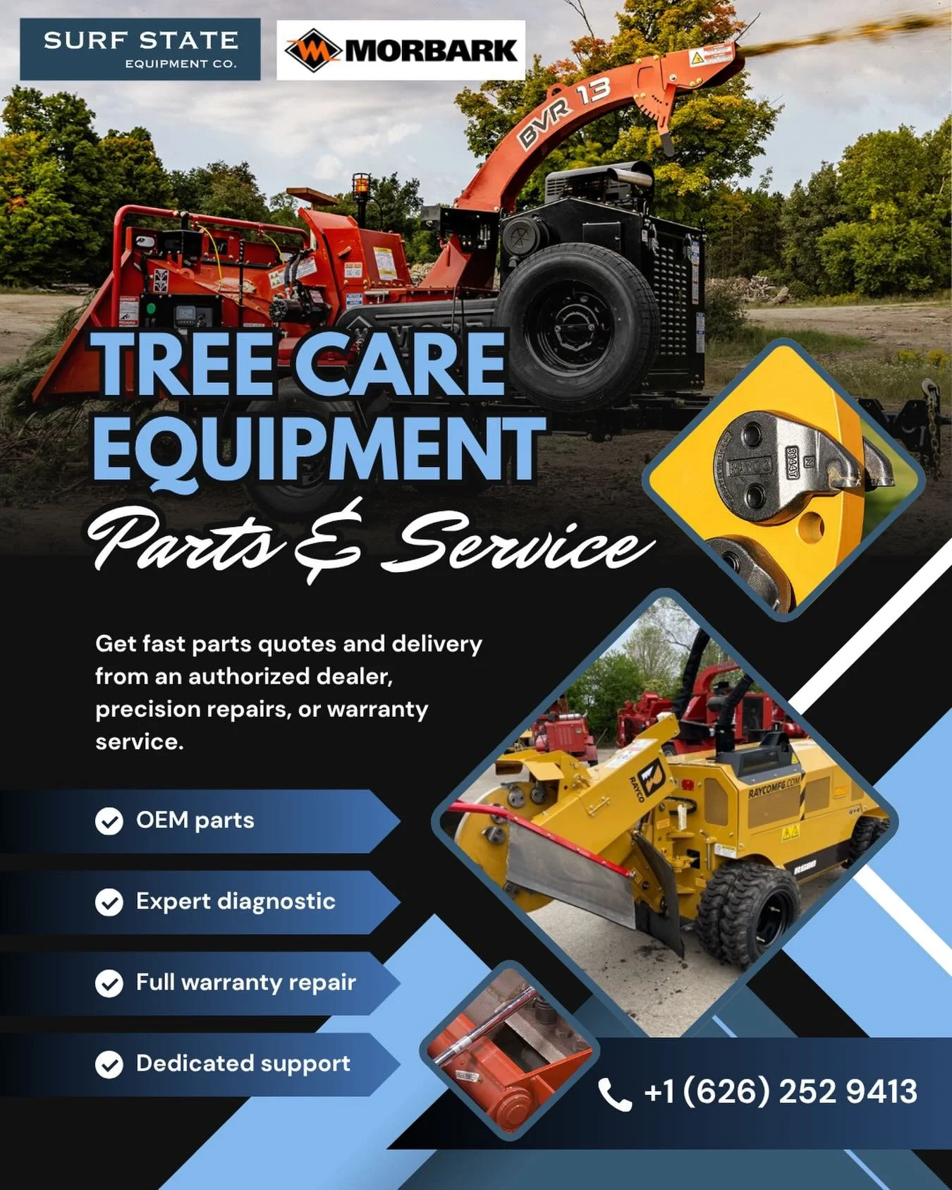 With over 15 years in the Tree Care Industry, we&rsquo;re proud to be a trusted resource for Southern California&rsquo;s arborists and Tree care service providers. As the authorized dealer in the region, we offer:
✅Genuine OEM parts with competitive 