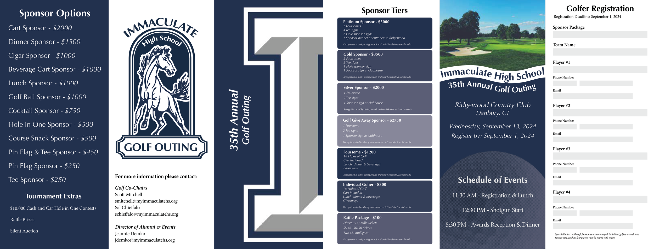 Immaculate Highschool Golf Outing Brochure