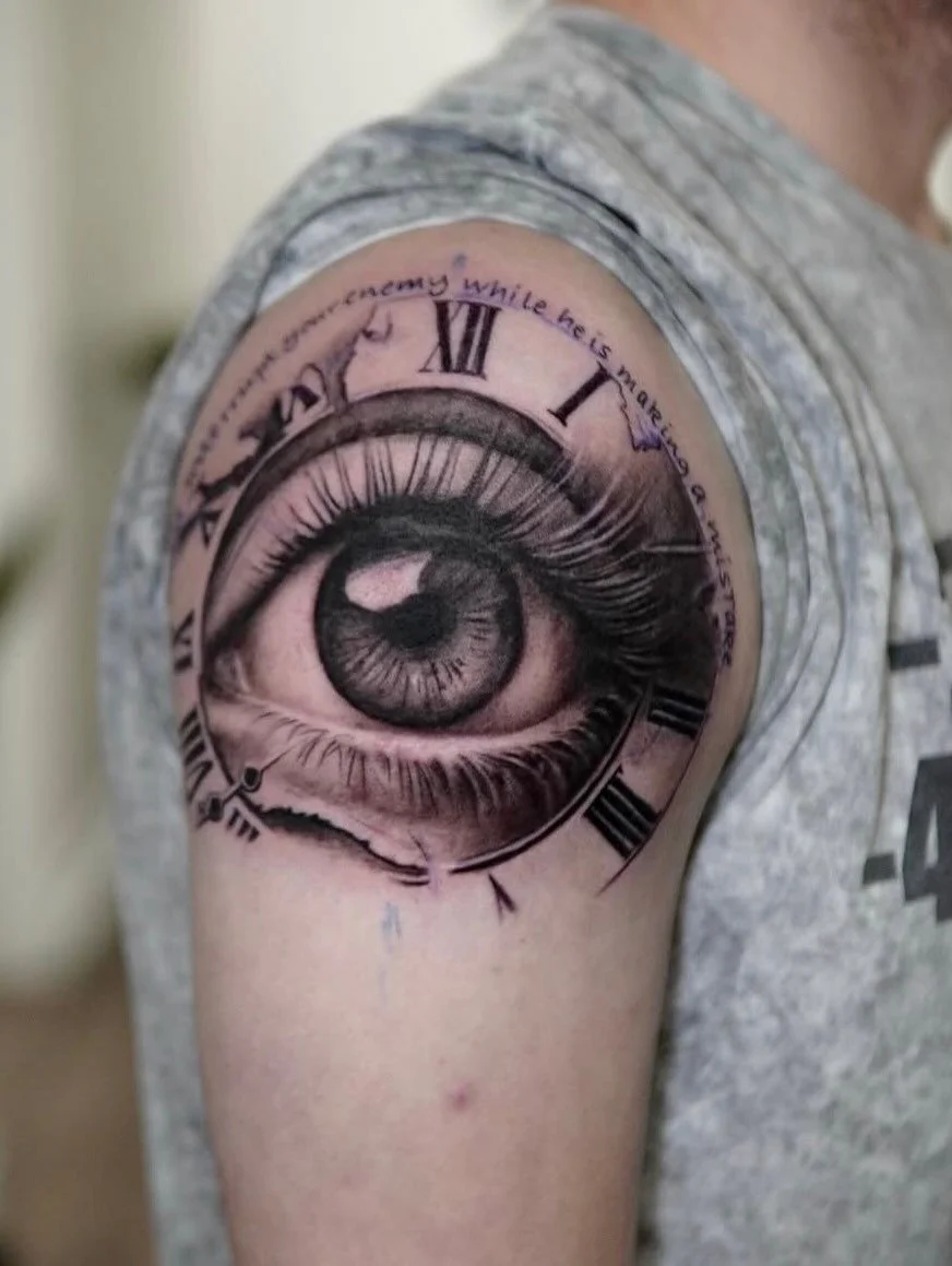 Torres Tattoo - Eye and Clock Design