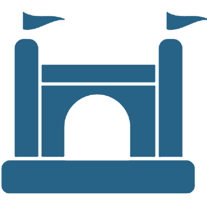 Silhouette of a decorative fireplace with a mantel and archway in dark blue.
