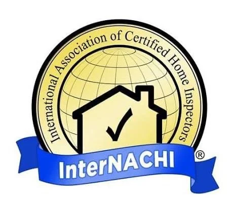 Logo of the International Association of Certified Home Inspectors (InterNACHI) featuring a house with a checkmark, a globe, and a blue ribbon with the organization's name.