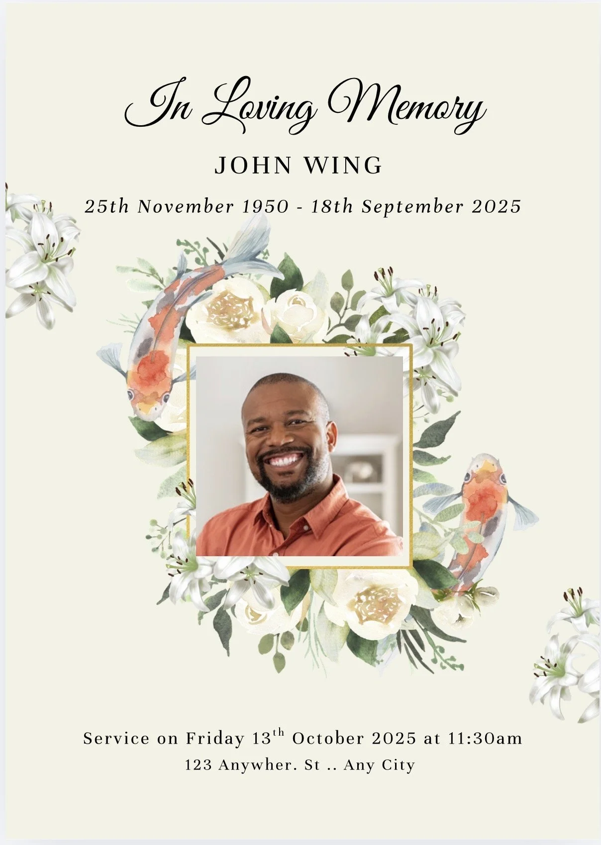 Bespoke order of service