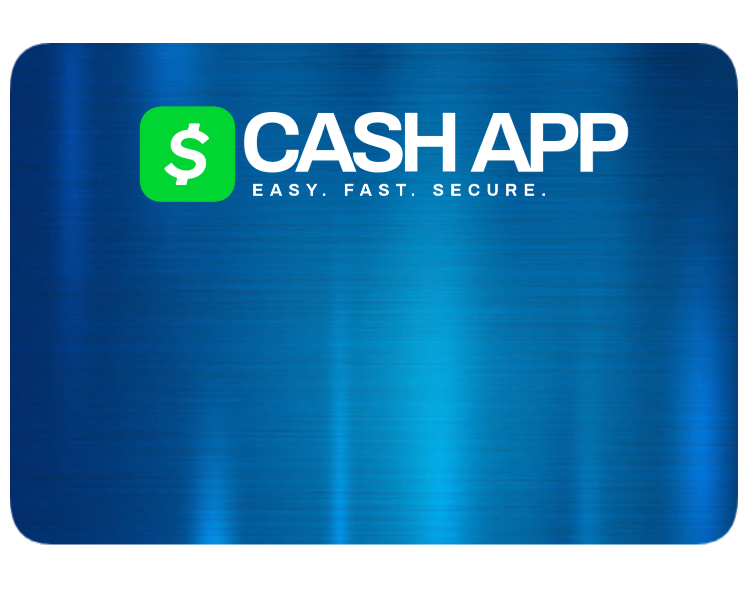 Digital graphic promoting Cash App with a blue textured background, green Cash App logo with a white dollar sign, and white text reading 'CASH APP' with the tagline 'EASY. FAST. SECURE.'