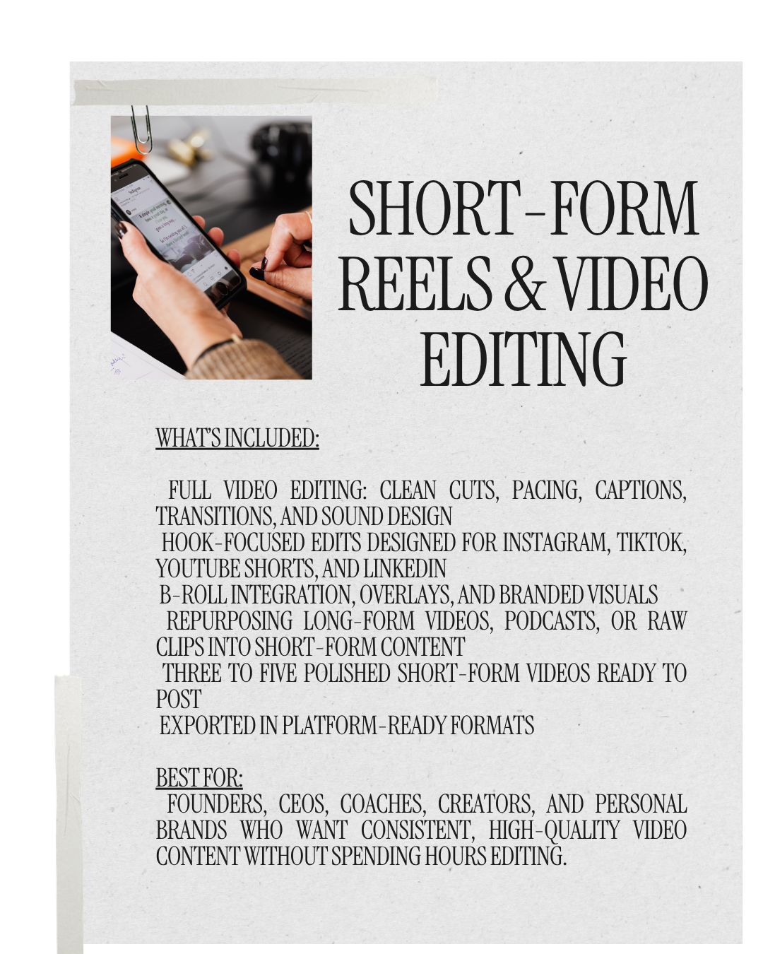 Short-Form Reels & Video Editing