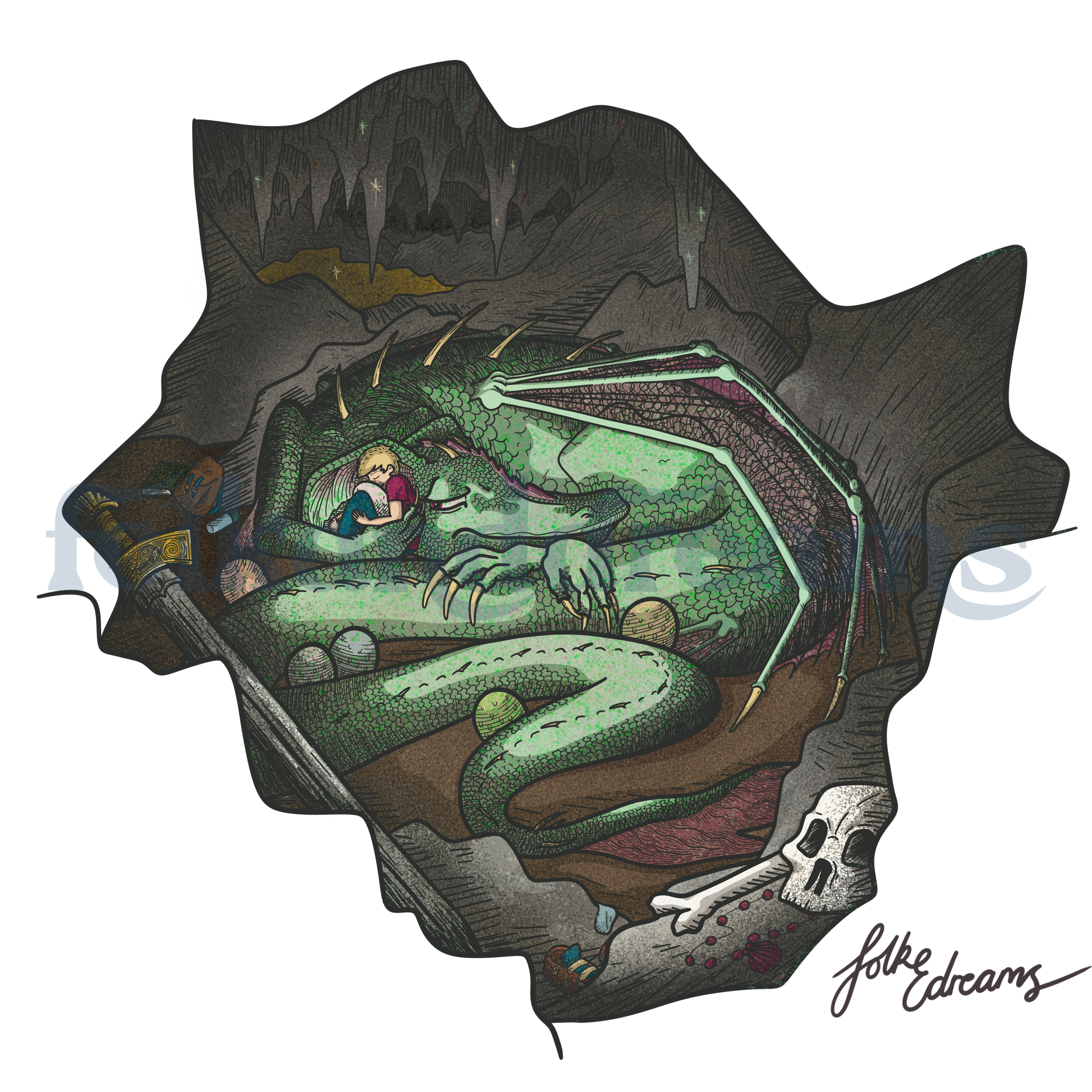 Dragon, magic, myth, wyven, wyrm, fantasy, motherly, eggs, illustration, artwork, protection, beast, legend, story telling