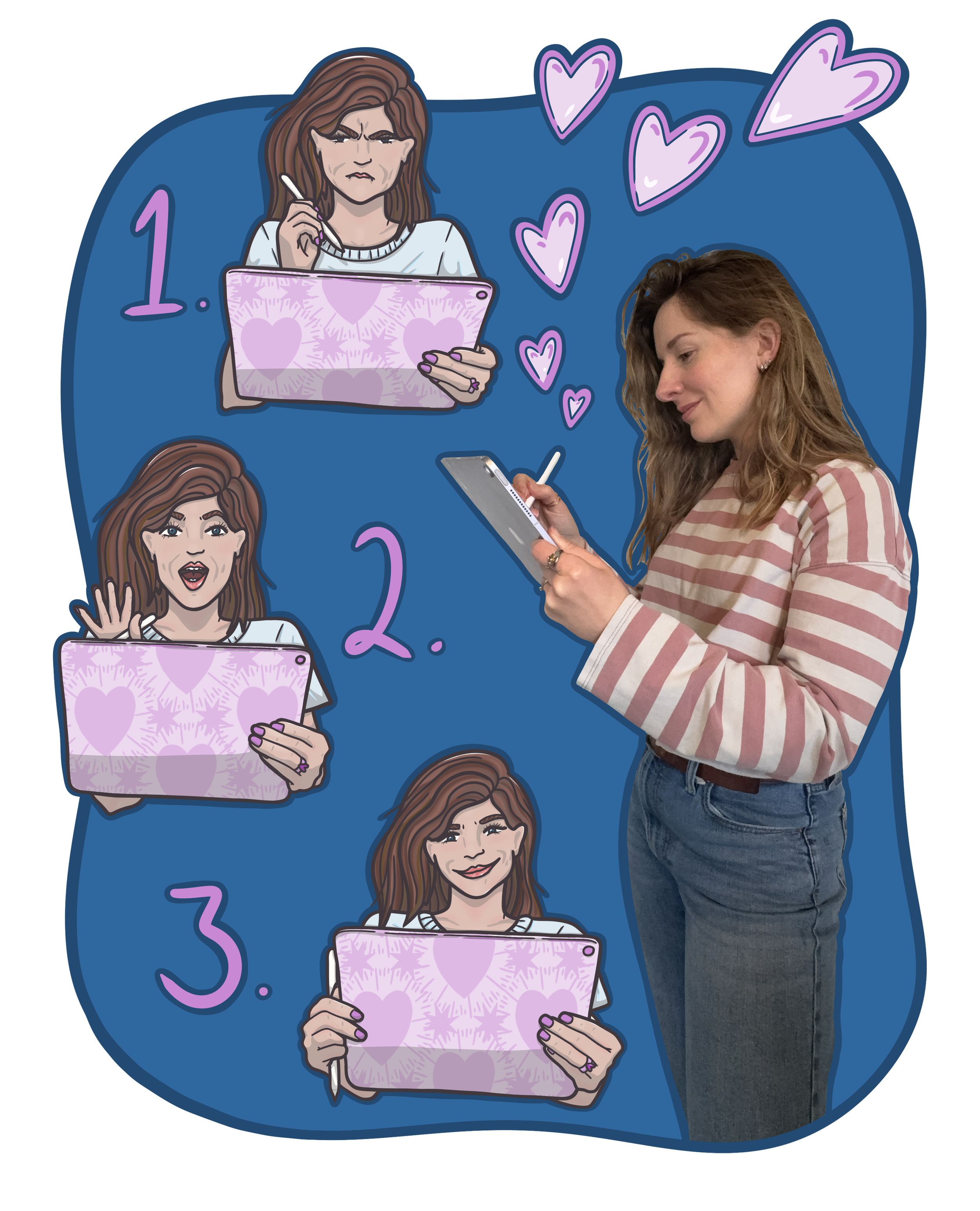 La artista Laura dibuja digitalmente en una tableta. Imparte talleres para enseñar lo que ha aprendido.