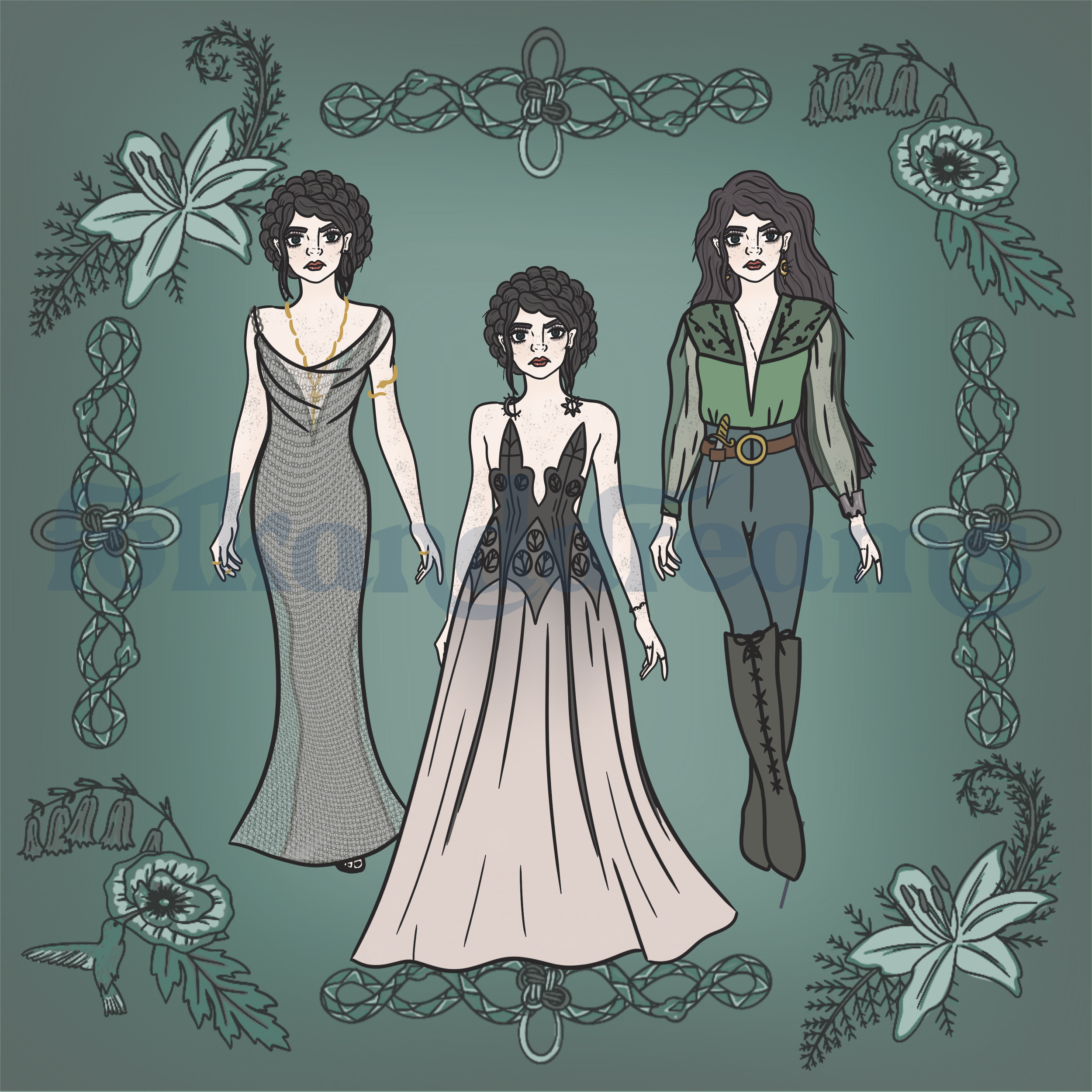 Marlowe commission for author Mary S Cross. Fantasy clothes, book character, character art, indie author illustration