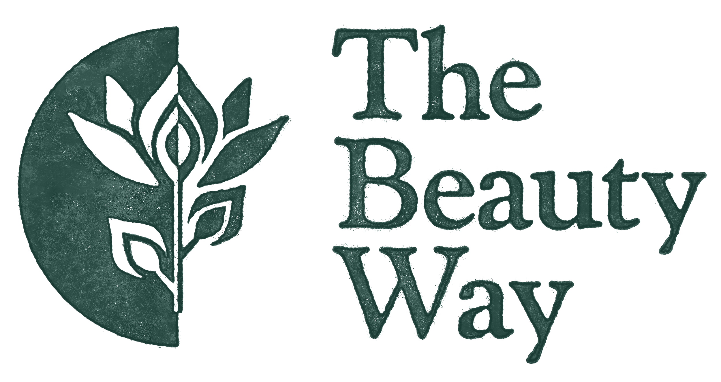 Green logo with a half circle leaf design on the left and the text 'The Beauty Way' in stylized font on the right.