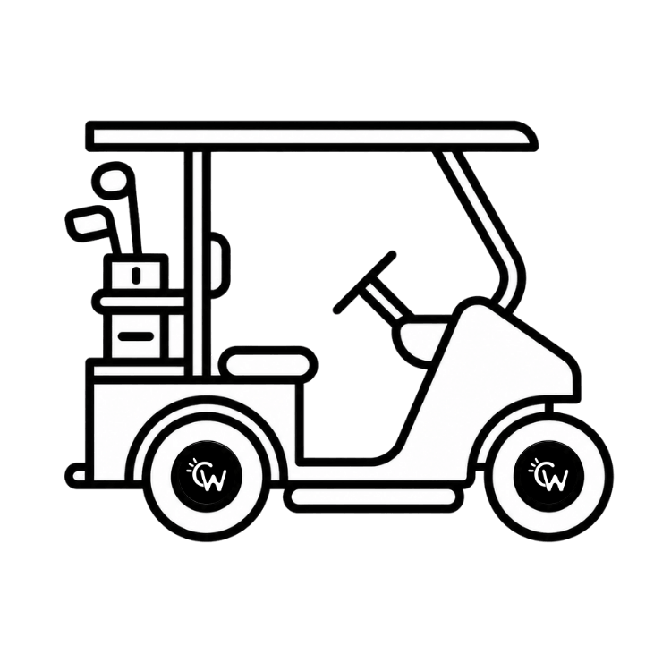 Golf cart amenity icon representing guest-friendly extras available at select CoHost Works vacation rental properties.