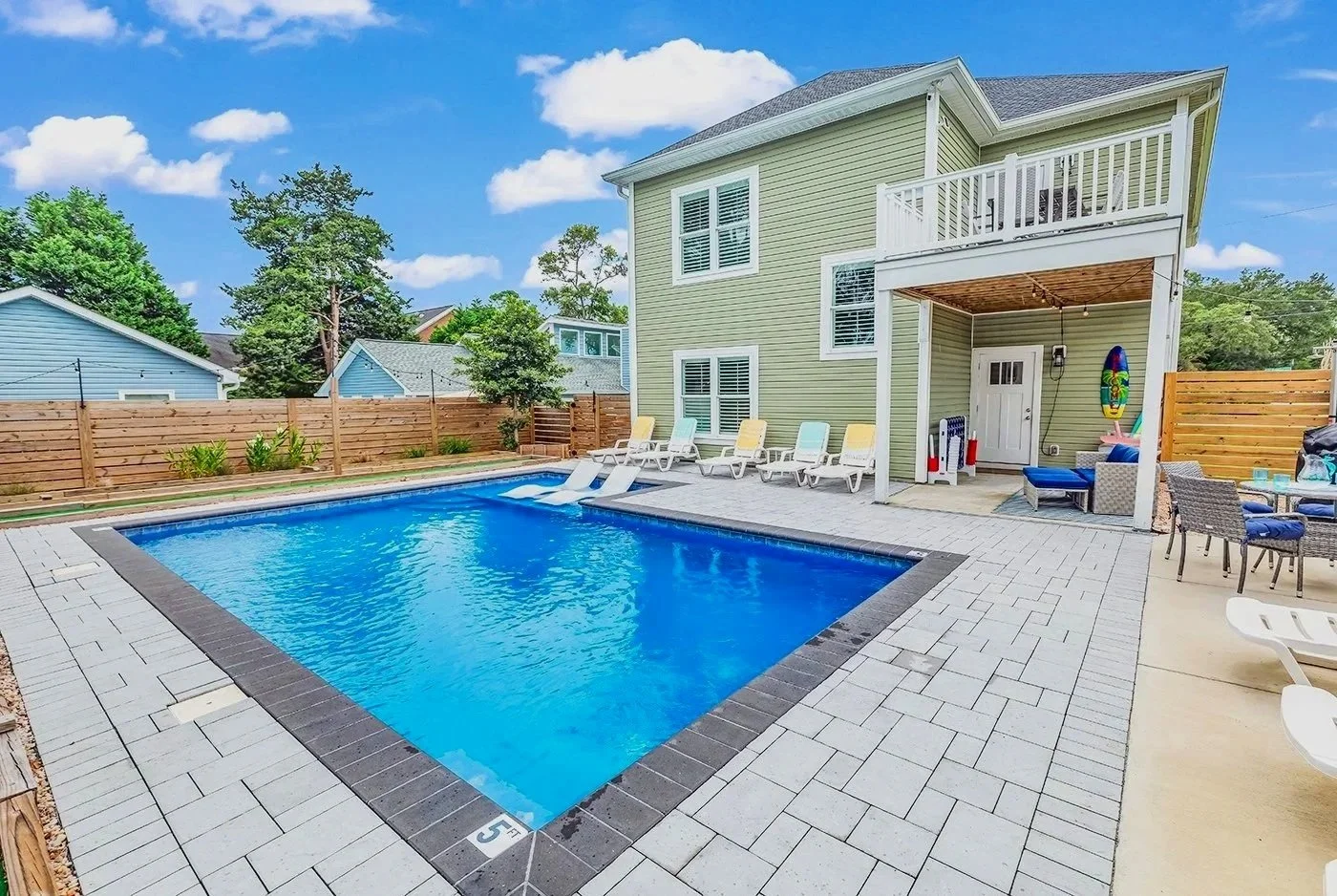 Vacation rental with private pool and outdoor seating in South Carolina.