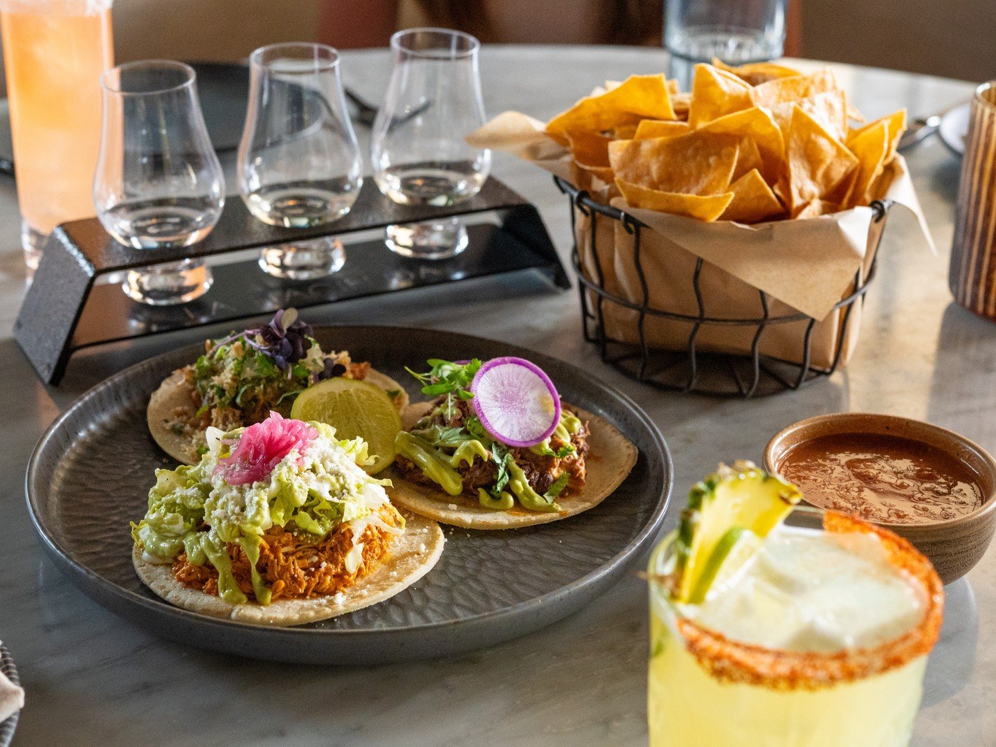 A flight worth taking: Three bold tacos paired with three distinctive tequilas, thoughtfully selected to complement every flavor along the way. Available for a limited time at La Hacienda.