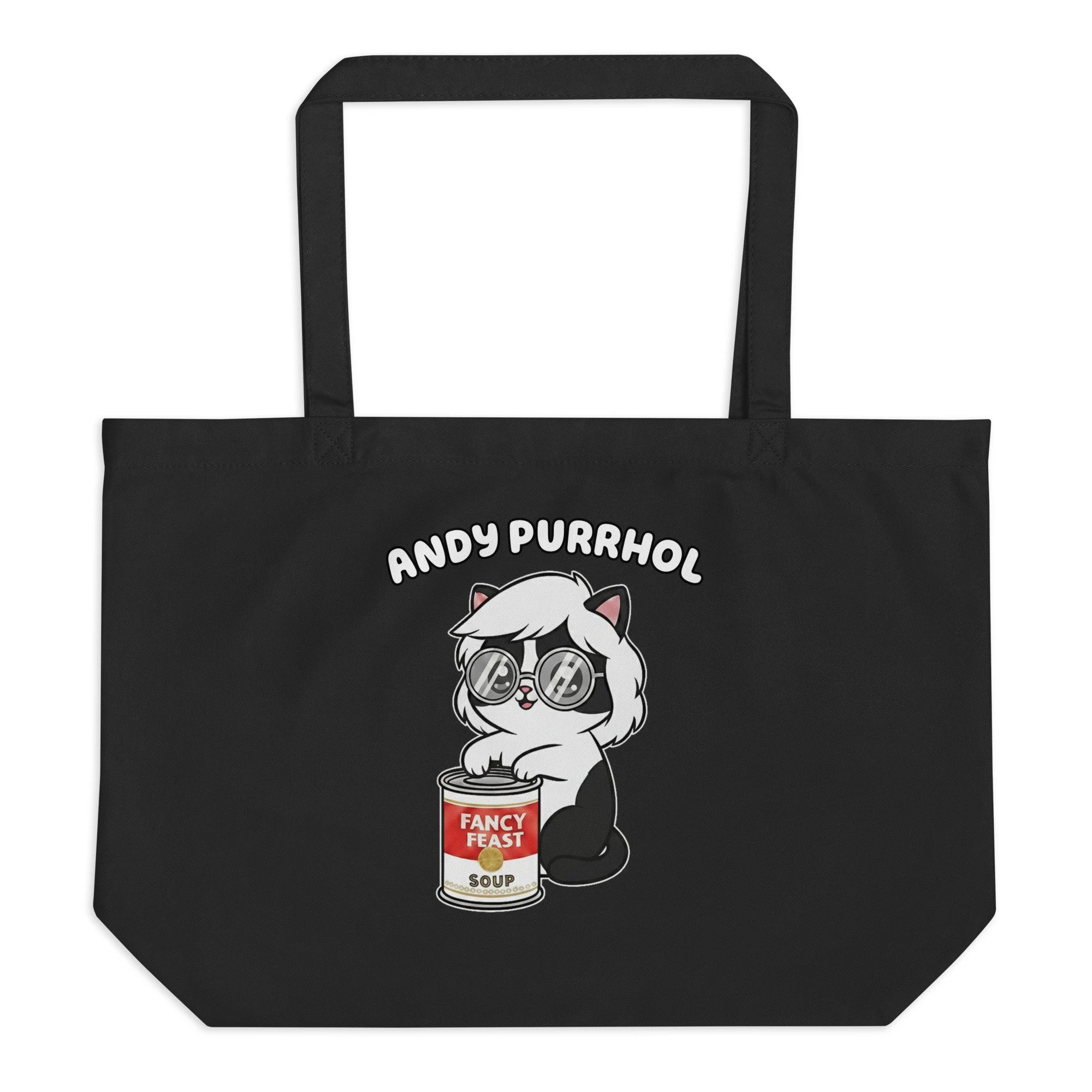 Art Friends™: Andy Purrhol "Fancy Feast" Large organic tote bag