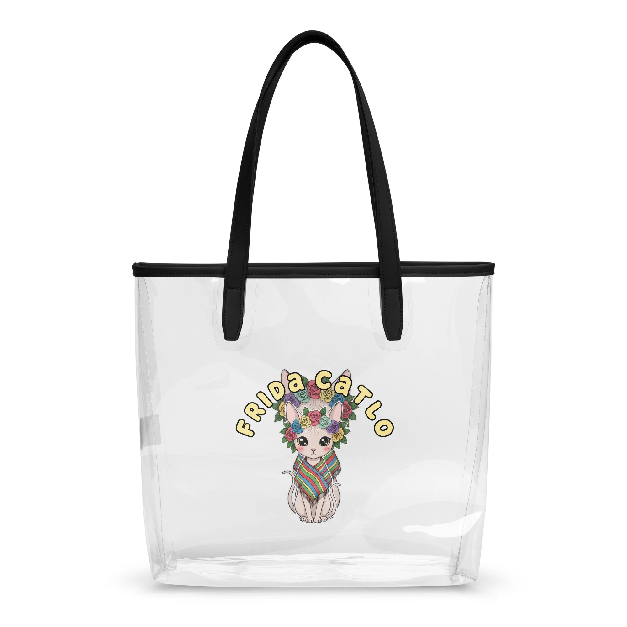 Art Friends™: Frida Catlo "Floral Rebellion" Clear Stadium Tote Bag