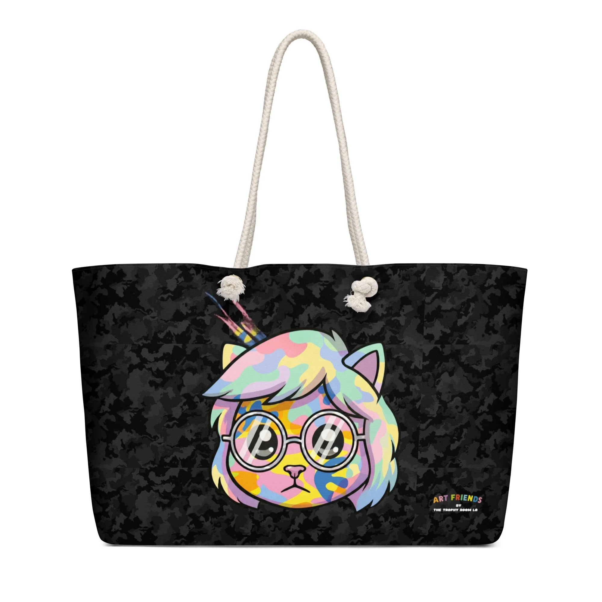 Art Friends™: Andy Purrhol "Technicolor Camo" Oversized weekender bag