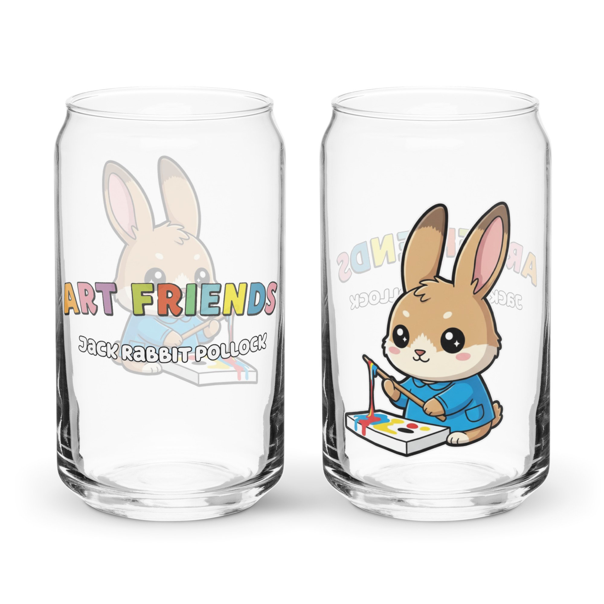 Art Friends™: Jack Rabbit Pollock "Action Painter" Can-Shaped Glass