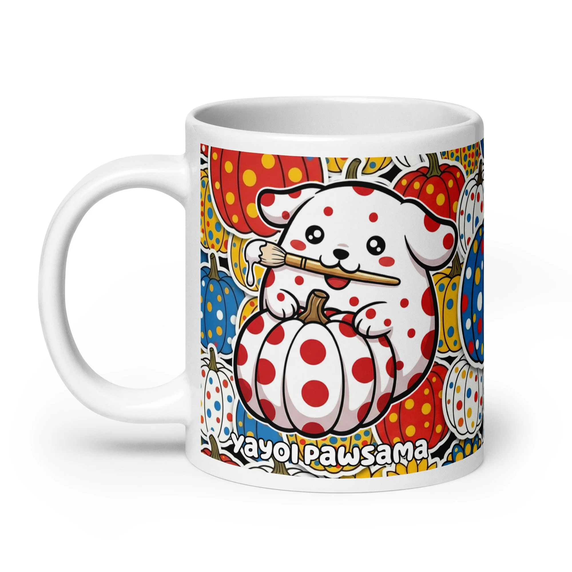 Art Friends™: Yayoi Pawsama "Infinity Garden" White Glossy Mug